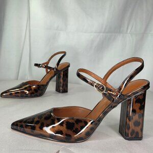 NWT Marc Fisher Women's Doster Block Heel Pumps - Leopard Patent